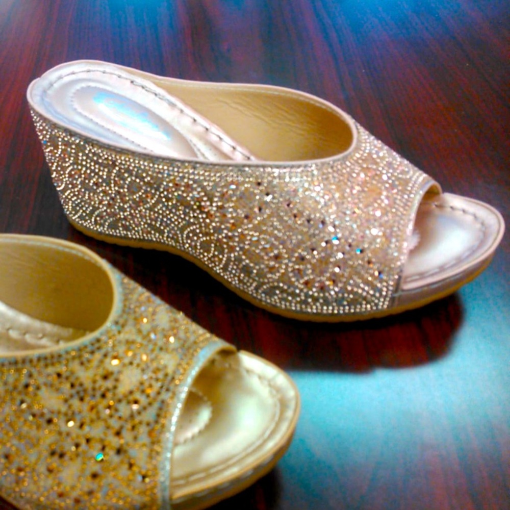 Italina Champagne Rhinestone Platform Wedge Sandal - Picture 4 of 9
